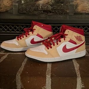 Jordan 1 Mid, Light Curry Cardinals, Size 9